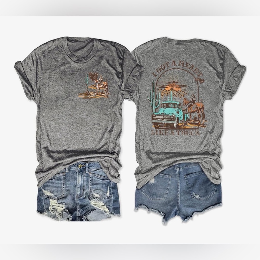 NEW I Got A Heart Like A Truck T Shirt Country Music Nashville Concert Shirt L